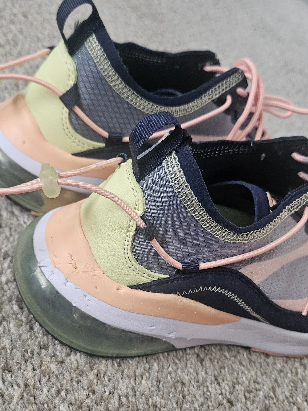 Fabletics Women's Gray and Peach Lace-Up Athletic Sneakers